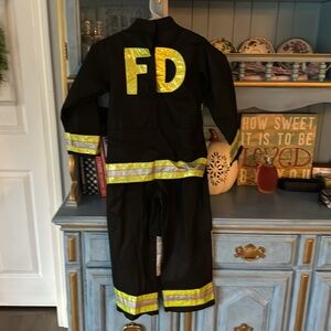 Kids Firefighter Costume - Black and Yellow One Piece Jumpsuit